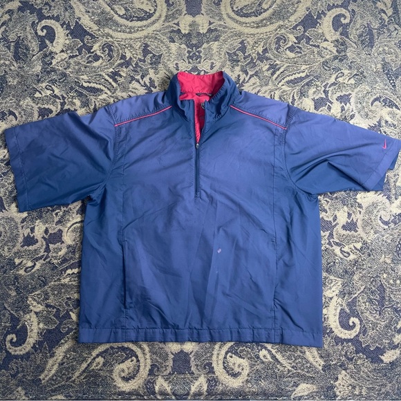 Nike Other - Nike‎ Golf 1/4 Zip Mens Large Red Navy Short Sleeve Windbreaker Faded